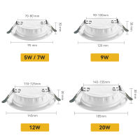 10pcs LED Downlight Recessed Ceiling Lamps 5W 7W 9W 12W 20W 220V Spotlight LED Down Lights for Indoor Kitchen Bathroom Wardrobe