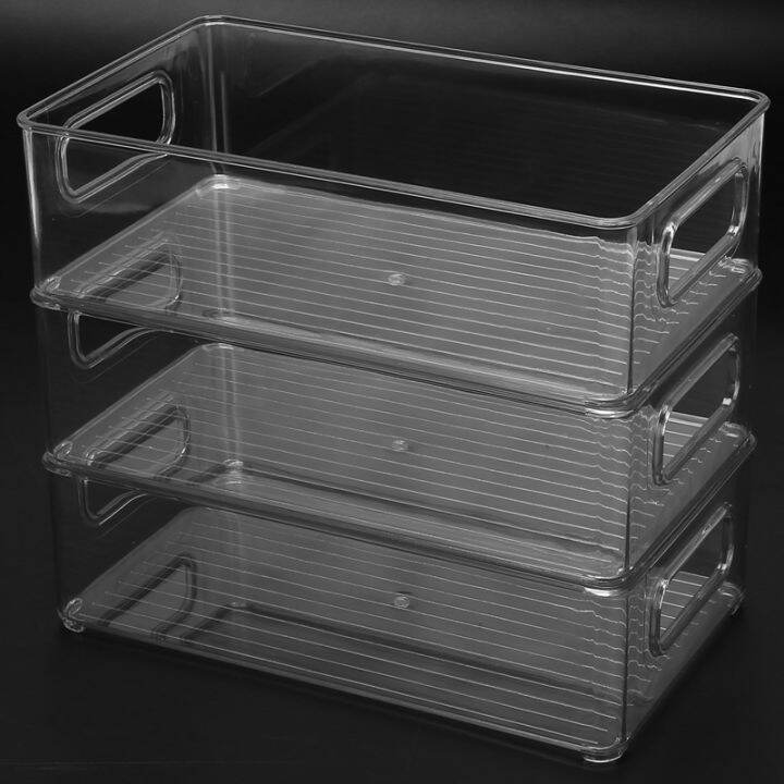 6pcs-refrigerator-organizer-bins-stackable-fridge-organizers-with-cutout-handles-clear-plastic-pantry-food-storage-rack