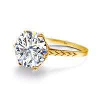 6ct 12mm Round Cut Moissanite Ring For Women Solid 925 Gold Plated Wedding Diamond test Pass Certified Womens Jewelry