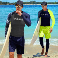 SAILBEE ผู้ชาย UV ปกป้องชุดว่ายน้ำแขนยาวชุดว่ายน้ำบุรุษ Rashguard ท่องผื่นยาม S URF เสื้อสำหรับว่ายน้ำแล่นเรือ D Rop S Hip