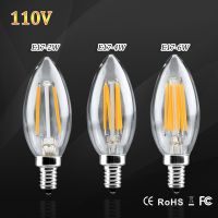 1PCS 2W 4W 6W E17 LED Filament Light 110V 120V Retro Edison Candle Bulb Lamp White Warm Crystal Chandelier Decor Lighting Led