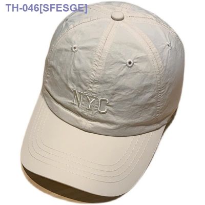 ℡ Hat Womens Summer Thin Quick-drying Cloth Baseball Cap Korean Style Embroidered Letters Face Covering Sun Protection Peaked Cap for Men and Women New Style