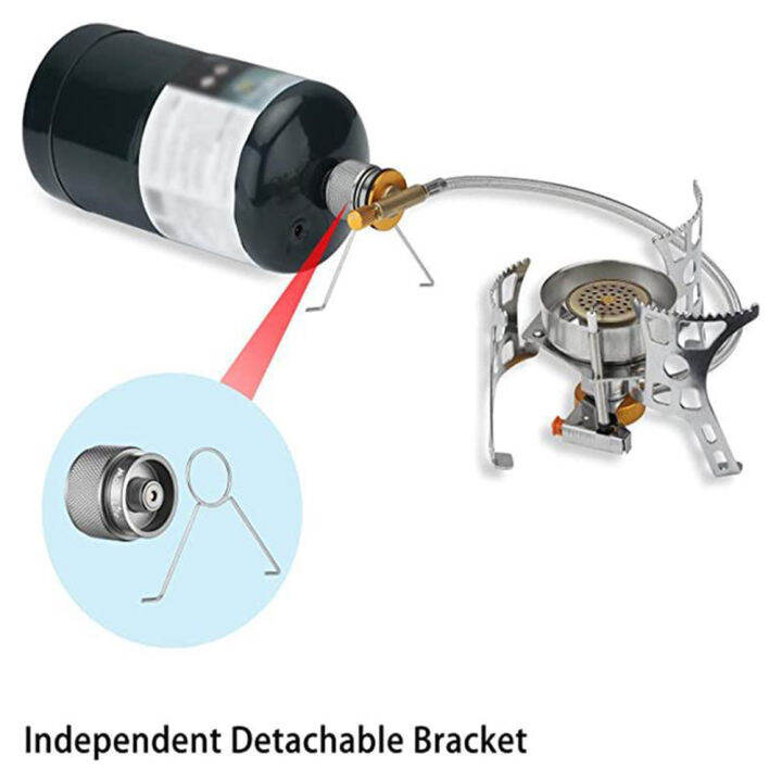 ตัวยึดตัวแปลงแก๊ซสแตนเลสน้ำหนักเบาอะแดปเตอร์รองรับถังแก๊สอุปกรณ์เสริมเตาตัวยึดสำหรับปิกนิกการเดินทางกลางแจ้ง