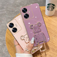 เคสโทรศัพท์ NFC Realme C55/Realme C55พร้อมที่ใส่หมี TPU แบบนิ่มฝาครอบป้องกันกล้องแบบเคสมีขอบ