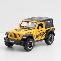 รถจี๊ป1:32 Wrangler Rubicon หุ่นอัลลอยออฟโรดรถของเล่นหล่อโลหะรถของเล่นเสียงและไฟสำหรับเด็กรถ