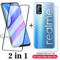 ฟิล์มกันรอยหน้าจอกระจกนิรภัย 2 IN 1 9D และฟิล์มด้านหลังสำหรับ Oppo Realme 5 Pro 3 3 Pro X Lite C2 5 5i 6i 5s C1 6 Pro 6 C11(2020) 7 Pro C17 8 8 Pro Realme GT 5G GT NEO GT Neo2T Narzo 50i C25Y 7i