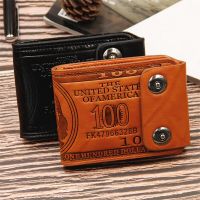 NEW Brand Men Wallet Magnetic Buckle Wallet Small Card Holder Vintage Hundred Dollar Bill Wallet Hasp Male pockect Top Quality