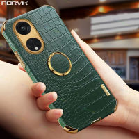 NORVIK เคสชุบสำหรับ OPPO A98 Reno 10 8T A58 A78 A17 A77 8T 7Z A96 8 7 8Z A76 6 A16K A16e A16 6Z A74 A94 5 A15 Find X3 Pro 4G 5G เคสโทรศัพท์ตัวยึดแหวน n15-2ฝาครอบด้านหลังกันกระแทก TPU นิ่มหนังจระเข้สีเขียวเข้มหรูหรา