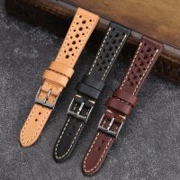 Suitable For Handmade Ventilation Hole Genuine Leather Strap 18 19 20MM Labor Water Ghost Seiko DW Vintage Cowhide