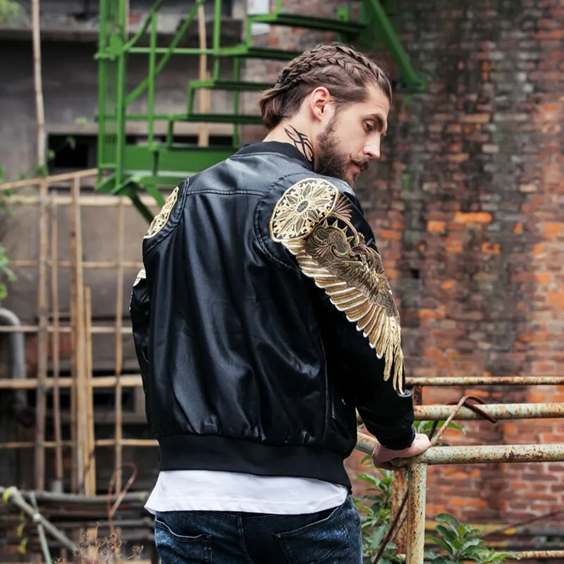 golden angel wings bomber jacket