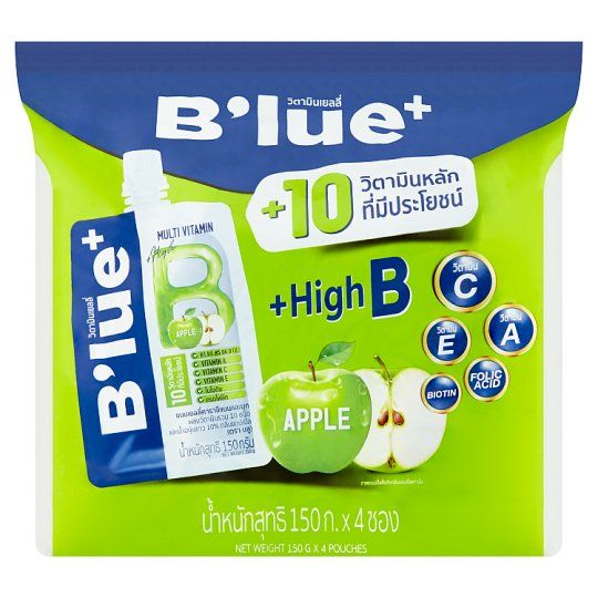 บลู-blue-บลูวิตามินเยลลี่-ขนมเยลี่คาราจีแนนและบุก-ขนาด-150ก-แพ็ค-4-ซอง