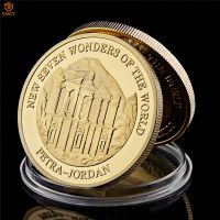 2007 New Seven Wonders Of The World Petra Gold Plated Commemorative Coins With Coin Capsule For Decorative Souvenir Gifts