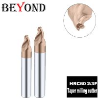 BEYOND 3Flutes 2Flutes CNC Milling Machiner เครื่องตัดมิลลิ่งเรียวทังสเตนเหล็ก End Mill เครื่องมืองานไม้ HRC60 การตัดคาร์ไบด์