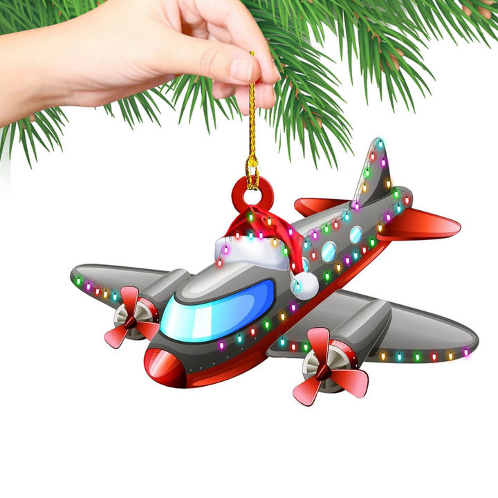 เครื่องบินคริสต์มาสจี้ห้อยรถยนต์สร้างสรรค์ตกแต่งต้นคริสต์มาสส่วนบุคคลสำหรับสร้างบรรยากาศคริสมาสต์