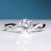 [COD] แหวน Moissanite สองสีชุบทอง แหวนเพชรสองกะรัต 18K แหวนไมโครแขนบิดสองสีทองและทองคำขาว