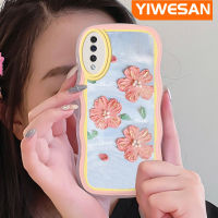 Jjlingji เคส A30s A50s A50กาแลคซีของปลอกสำหรับ Samsung มุกแวววาวกันกระแทกแบบใสสีชมพูสีส้มดอกไม้มีขอบนุ่มเคสโทรศัพท์ปกป้องทนทานต่อรอยขีดข่วนเคสมือถือ