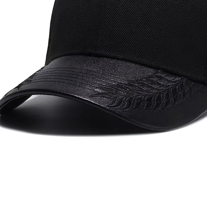 summer-mens-hip-hop-hat-pu-leather-baseball-cap-cartoon-embroidered-hat-uv-protection-caps-designer-hat-wild-hats
