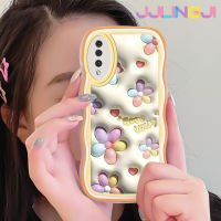 Jlingji เคส A30s A50s ปลอกสำหรับ Samsung กาแลคซีเคสแฟชั่น3D ดอกไม้โชคดีดีไซน์ใหม่เคสมือถือกันกระแทกแบบใสนิ่มโปร่งใสลายกล้องถ่ายรูปเก๋ไก๋กรอบซิลิกาเจลป้องกัน