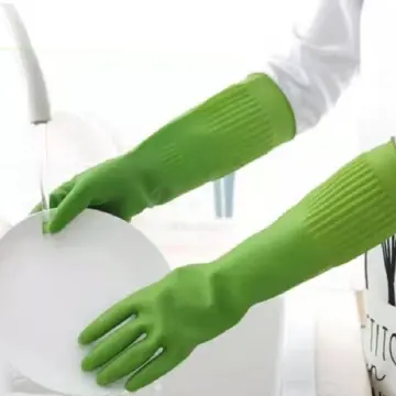 Waterproof Rubber Latex Dishwashing Gloves Kitchen Durable Cleaning Ho