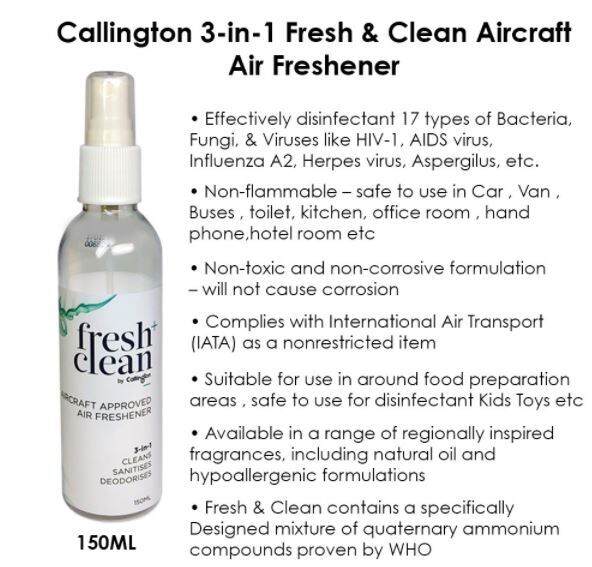 Callington 3in1 Fresh + Clean Aircraft Air Freshener / Disinfectant