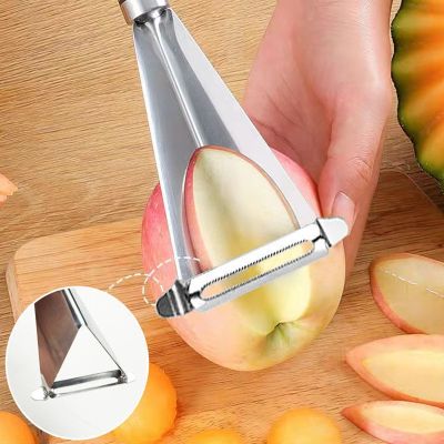 【YF】 Fruit Carving Triangle Stainless Steel Apple Push Peeling Scraper Platter Blade Home Kitchen Tools