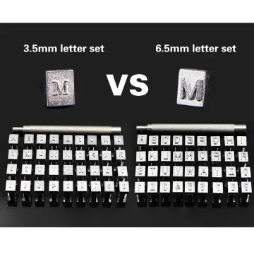 50 Pieces Letters and Numbers Stamp Set 6mm Alphabet Leather Punch Metal Floral Pattern Stamp Tools with Handle, Silver