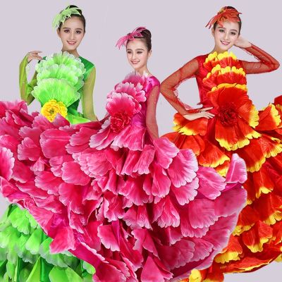 ✱∏ 2023 Large-scale Atmospheric Opening Dance Big Swing Skirt Blooming Dance Performance Costume Female Petal Skirt Song and Dance
