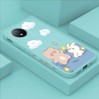 พร้อมเคสโทรศัพท์สำหรับ Vivo Y02เคสโทรศัพท์ลายการ์ตูนและกระต่ายคลุมทั้งหมดปลอกซิลิโคนน้ำรูปแบบขอบสี่เหลี่ยมเคสปกป้องกล้อง