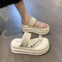 【July】 thick-soled set toe sandals and slippers womens shoes outerwear 2023 new summer heightened platform