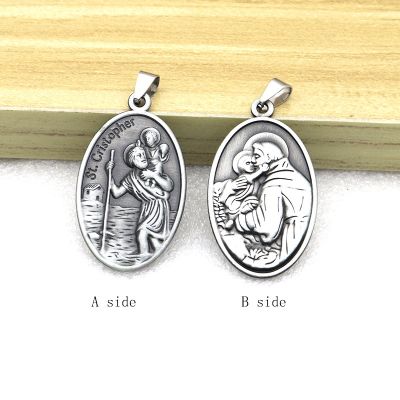 【CW】❃  1Pc St.Christopher Us Patron Medal Pendant Oval Of Travelers Charms Necklace Jewelry Accessories