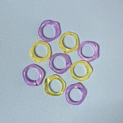 แหวนแฟชั่น แหวนสีม่วง แหวนสีเหลือง เส้นผ่านศูนย์กลาง 18 mm