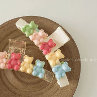 【cw】 Korean Style New Candy Color All-Match Love Bear Barrettes Sweet Cute Girly Style Grip Hair Clips Hair Accessories !