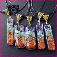 TREND 57SHOP Amulet สร้อยคอจี้ลูกตุ้มเรกิ คริสตัลรักษารักษา 7 Chakra orgonite สร้อยคอจี้จักระพลังงาน ของขวัญที่สร้างสรรค์ พีระมิดหกเหลี่ยม สร้อยคอหินหลากสี