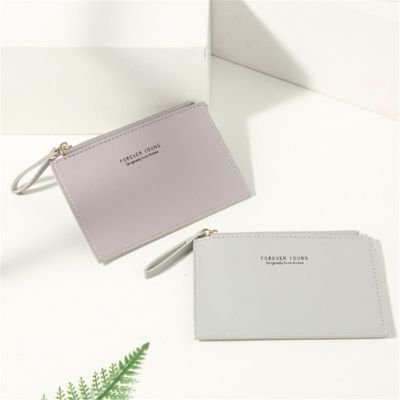 【Ready Stock】Zipper PU Lady Uni ID Card Girls Thin Exquisite Portable Cash Coin Purse Credit Card Holder Business Card