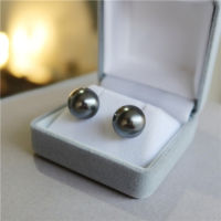 （HOT)S925 Silver Tahiti Color Shijia Pearl การเดินทางในที่ทำงานต่างหูที่อ่อนโยนสหรัฐอเมริกา 14k ต่างหูมุกสีดำหุ้มทอง