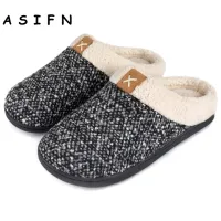 【LZ】 ASIFN Winter Slippers Carpet House for Men Gifts Slip on Pantuflas Memory Foam Comfy Fuzzy Plush Lining Shoes Indoor Outdoor