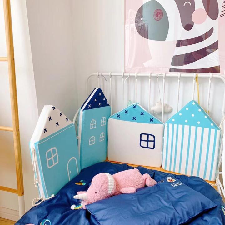 4pcsset-ins-baby-crib-bumper-house-cushion-decorative-pillow-bolster-pillow-crib-bedding-bumper-baby-bedding-baby-shower-gift
