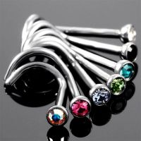 10PCS/Pack New Surgical Steel Charming Thin Gem Crystal Screw Stud Nostril Hoop Body Piercing Nose Ring Electrical Connectors