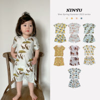 Summer childrens thin cotton baby suit parent-child clothes girls loose home clothes quality pajamas