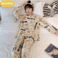 Wintin Long-Sleeved Pajamas Womens Spring and Summer Cartoon Cute Pokonyan New Internet Hot Suit Autumn Winter Homewear