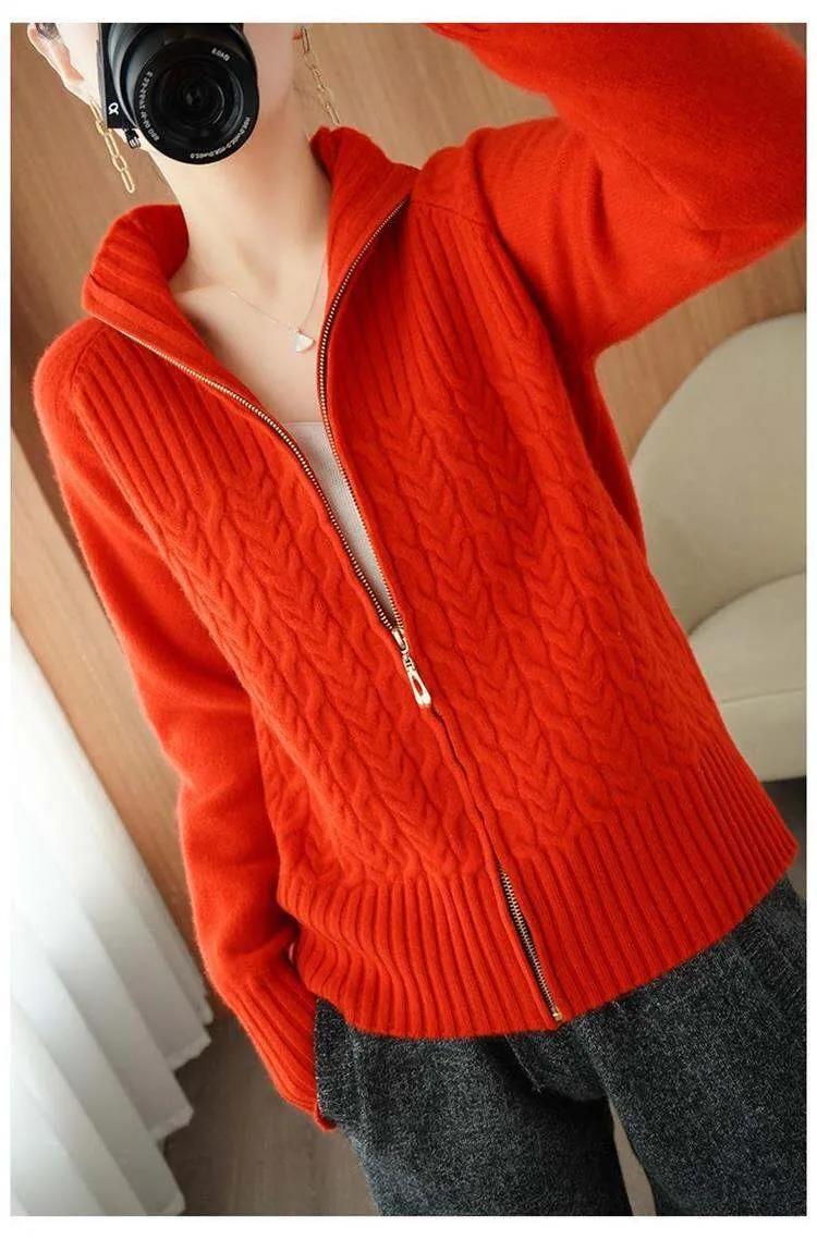 womens zip front cardigan