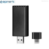 Lepmerk ดองเกิ้ลอะแดปเตอร์รถยนต์แบบมีสายไร้สายกล่อง USB-A/USB-C ปลั๊กแอนด์เพลย์ใช้ได้กับรถที่เล่นบนรถแบบมีสายจากโรงงาน