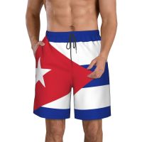 【CW】 Men  39;s Cuba Flag Beach Pants Shorts Surfing M-2XL Polyester Swimwear