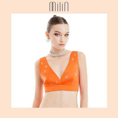 [MILIN] Triangle M Milin logo crystal bra top เสื้อบราทรงสามเหลี่ยมตกแต่งคริสตัลโลโก้ตัว M มิลิน / Roosevel Top