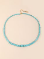 OAIITE Blue Turquoise Stone Necklace For Women Mens Handmade Round Beaded Necklace with Lobster Clasp Yoga Energy Jewelry Gift Fashion Chain Necklaces