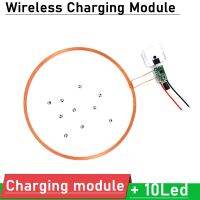 DC 24V 150mm Remote Wireless Charging Module Power Supply Charger Coil Magnetic Induction USB Transmitter Module + 10pcs Led