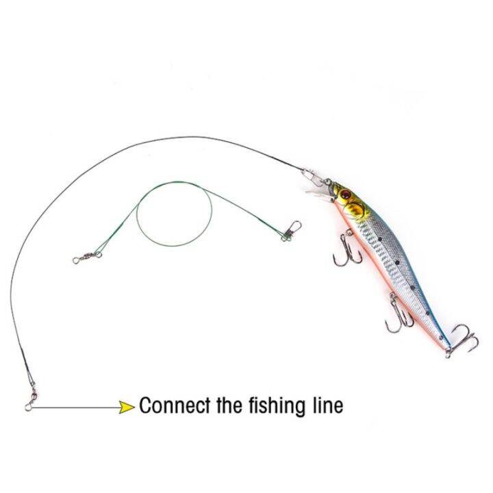 a-decent035-15-20-25-30cm-outdoor-fishing-gear-anti-bite-wire-front-anti-wrap-braided-line-steel-leader-with-swivel