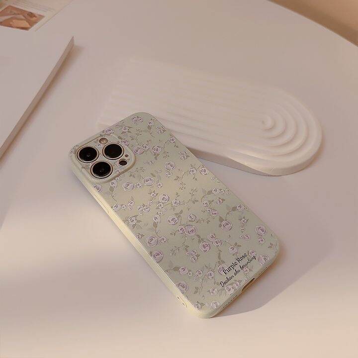 เคสโทรศัพท์มือถือ-ซิลิโคนนิ่ม-ลายดอกไม้-สไตล์วินเทจ-สําหรับ-iphone-pro-max-14-12-13