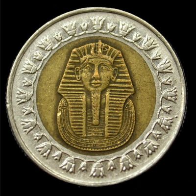 เฟื่องฟู25มม. อียิปต์1ปอนด์,2007 -2011,สฟิงซ์คิง Tankh AMON, Bi-Metal เหรียญดั้งเดิมที่แท้จริง