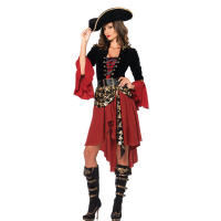 Ataullah Female Caribbean Pirates Captain Costume Halloween Role Playing Cosplay Suit Medoeval Gothic Fancy Woman Dress DW004